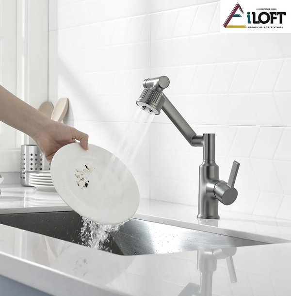 Rubinetto girevole Loft con 5 modalità di uscita d'acqua per bagno e cucina LOFT2205